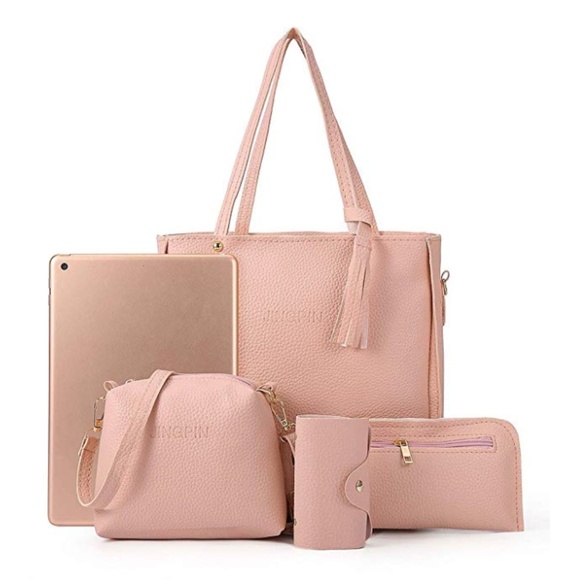 1 LEFT!! Rose/Blush Pebbled Leather Travel Set - Picture 3 of 8
